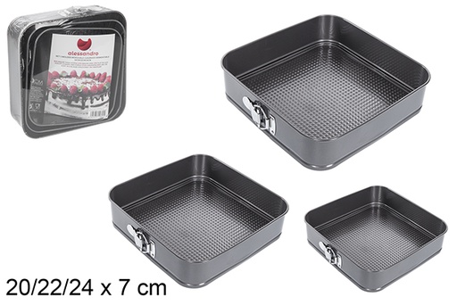 [110601] Pack 3 formas quadradas removíveis de aço inoxidável 20/22/24 cm