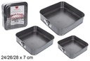 Pack 3 moldes inoxidables cuadrados desmontables 24/26/28 cm