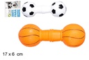 Juguete de perro con sonido forma de mancuerna decorado futbol/basket 16 cm
