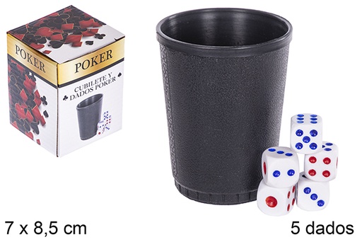 [110802] Pack cup and 5 poker dice 7x8,5 cm