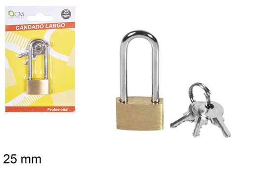 [110755] Long bronze security padlock 25 mm