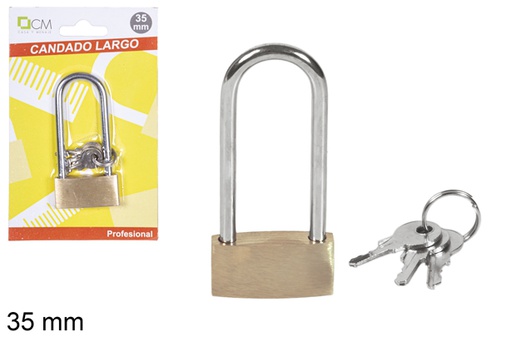[110757] Long bronze security padlock 35 mm