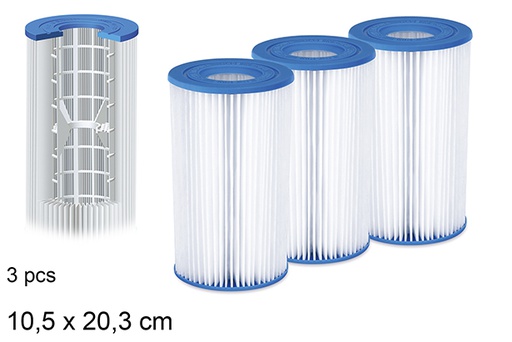 [206168] Pack 3 cartuchos de filtro de piscina 10,5x20,3 cm