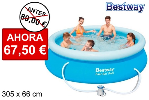 [206173] Round inflatable ring pool with filter pump 305x66 cm