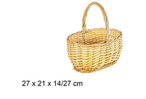 [111643] Honey oval wicker basket 27x21x14/27 cm