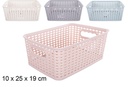 Cesta ratan rectangular colores surtidos 10x25 cm