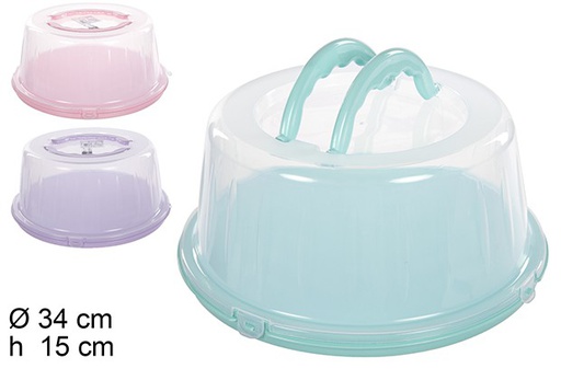 [111958] Plastic cake holder with 2 handles in assorted colors