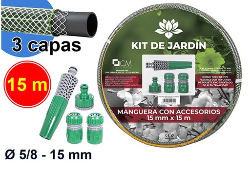 [111601] Hose with accessories 15 mm x 15 m