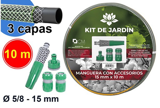 [111626] Hose with accessories 15 mm x 10 m