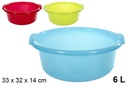 Barreño plástico redondo con asa colores surtidos 6 l.