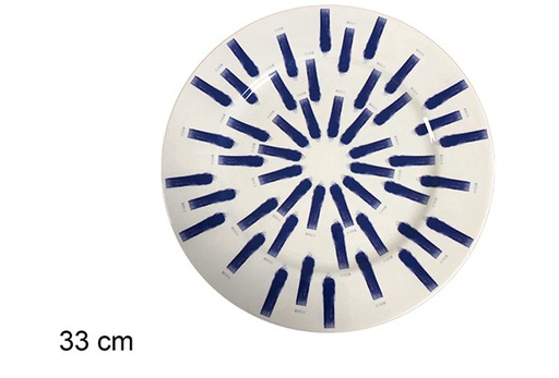 [111586] Acacia decorated blue chargere plate 33 cm 