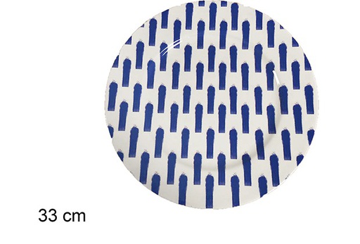 [111588] SOTTOPIATTO DI SICOMORO DECORATO BLU 33 CM