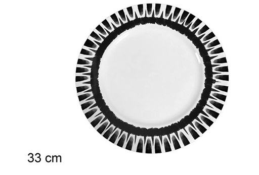 [111590] BAJO PLATO GUAYACAN DECORADO NEGRO 33 CM