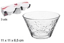Pack 3 bowl cristal decorado flores 11 cm