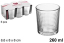 Pack 6 vasos cristal agua Diamante 260 ml
