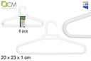 Pack 6 perchas de plástico extra fuertes blancas