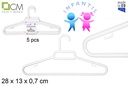 Pack 5 perchas plástico blanco infantil 