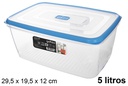 Fiambrera plástico con tapa azul 5 l.