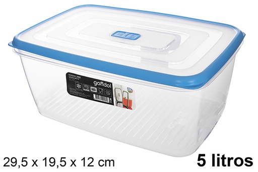 [111949] Plastic lunch box with blue lid 5 l.