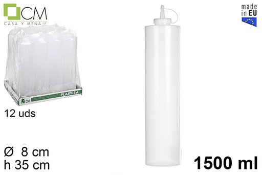 [102775] Garrafa de molho de plástico transparente com tampa 1.500 ml