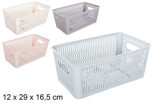 [111903] Panier de rangement empilable en plastique de couleurs assorties