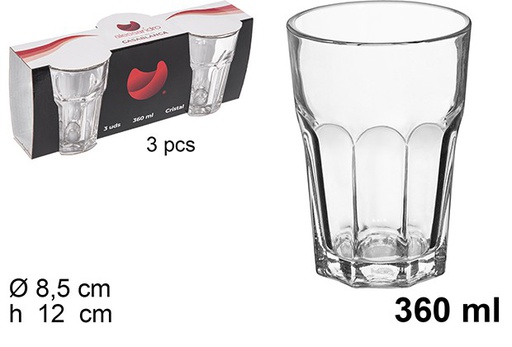 [111940] Pack 3 verre d'eau Casablanca 360 ml