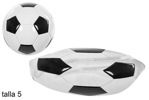 [112017] Ballon de football dégonflé blanc/noir taille 5