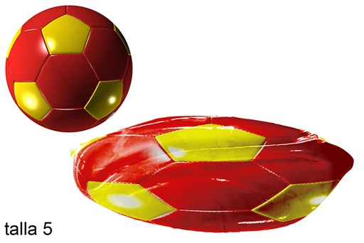 [112020] Balón cuero fútbol rojo/amarillo Talla 5
