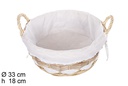 Cesta mimbre redonda natural con tela 33 cm