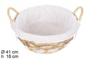 Cesta mimbre redonda natural con tela 41 cm