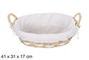 Cesta mimbre ovalada natural con tela 41x31 cm