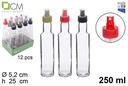 Botella cristal redonda con pulverizador colores surtidos 250 ml