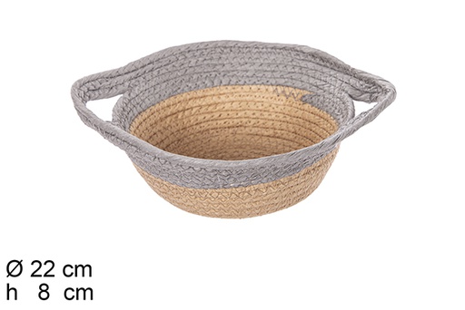 [111740] NATURAL/GREY PAPER ROPE BASKET W/HANDLES