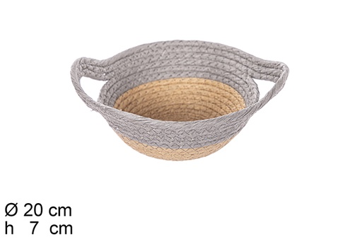[111739] Natural/gray paper rope basket with handles 20x7 cm