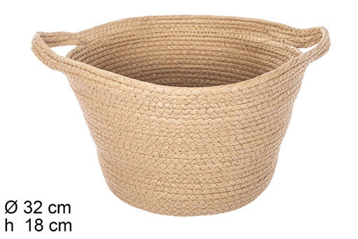 [111996] Natural color paper rope basket with handles 32x18 cm
