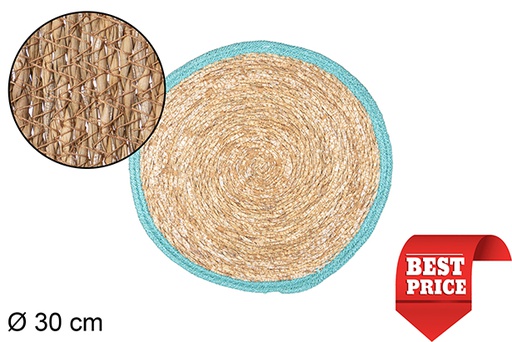 [111802] Tripé de ervas marinhas com borda de juta turquesa 30 cm