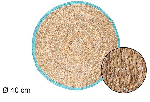 [111860] SEAGRASS PLACEMAT TURQUOISE JUTE EDGE