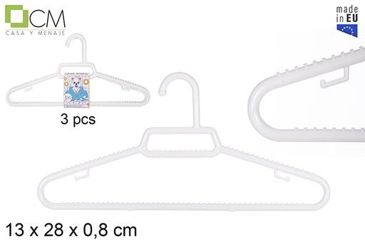 [112298] Pack 3 cintres en plastique blanche enfantin 