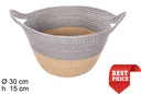 Cesta cuerda papel natural/gris con asas 30x15 cm