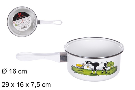 [111988] Cow decorated saucepan with handle 16 cm