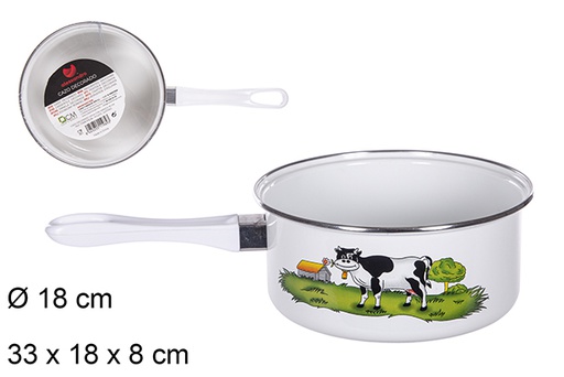 [111989] Cow decorated saucepan with handle 18 cm  