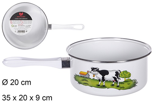 [111990] Cow decorated saucepan with handle 20 cm