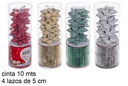Cinta con 4 lazos regalo Navidad color surtido 5 cm x 10 m.