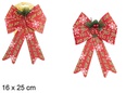 Lazo Navidad rojo decorado con piña y campana 16x25 cm