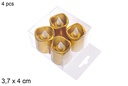 Pack 4 velas LED oro 3,7x4 cm