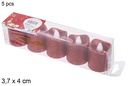 Pack 5 velas LED purpurina roja 3,7x4 cm