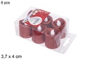 Pack 6 velas LED purpurina roja 3,7x4 cm