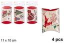 Pack 4 cajas regalo roja decorada Navidad surtida 11x10 cm
