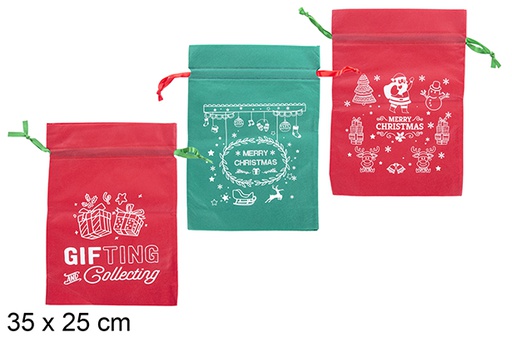 [113087] Christmas pouch decorated assorted colors 35x25 cm