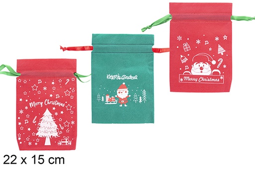 [113088] Christmas sack decorated assorted colors 22x15 cm